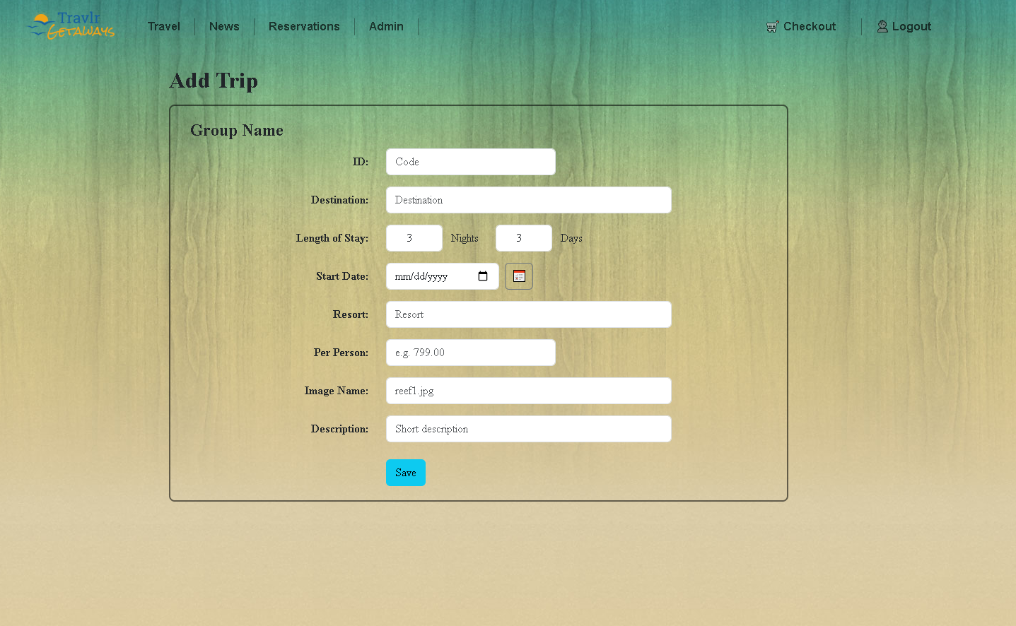 Add trip page