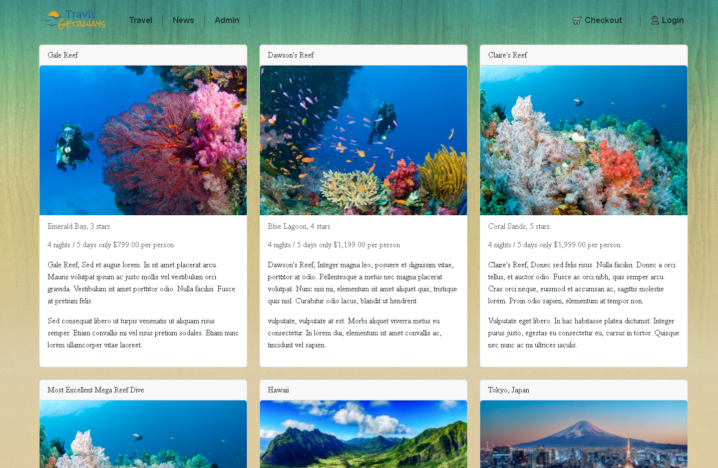 3 column trips page